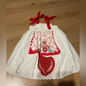 Beautiful handmade dress with embroidery on back and crochet heart